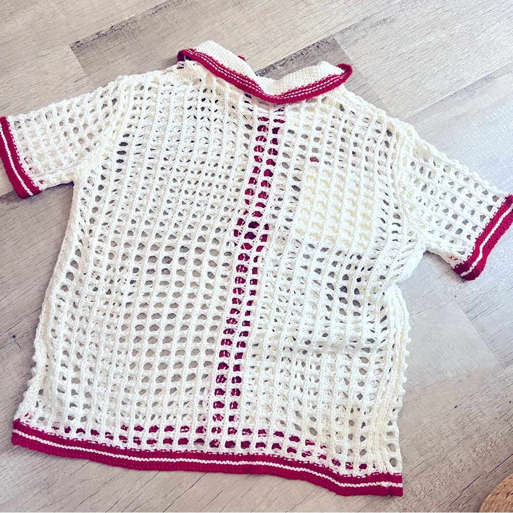 Superdown Revolve Bronwin Crochet Button Top Red … - image 7